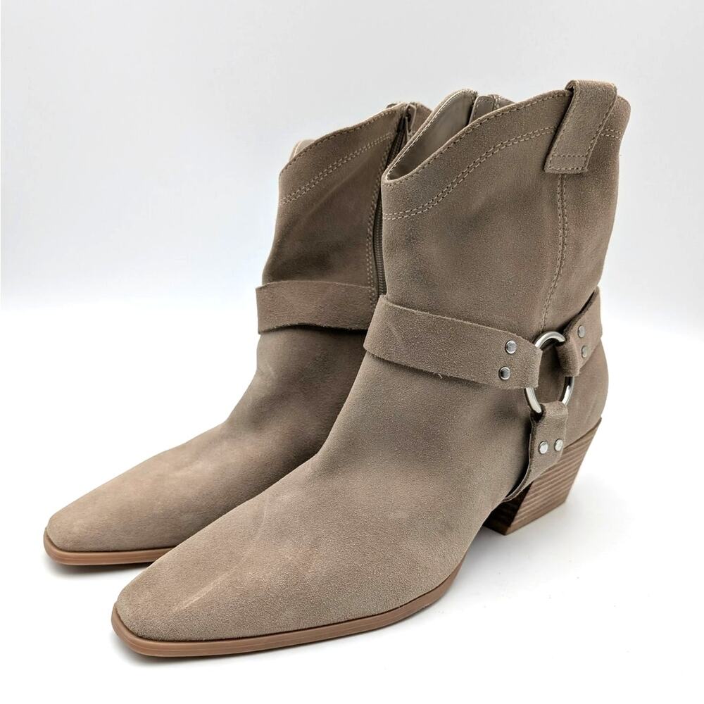 Open Edit Enzo Western Ankle Boot Square Toe Women's Brown Size US11M EU41.5